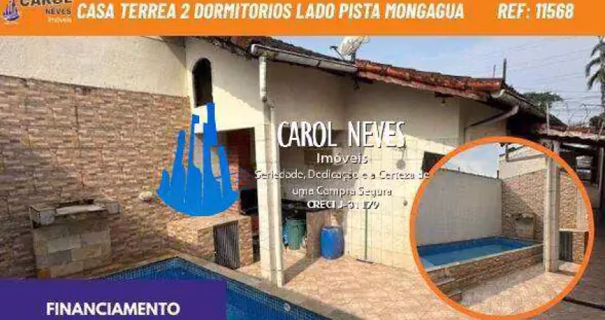 Casa  2 dormitorios churrasqueira piscina financiamento lado pista mongagua