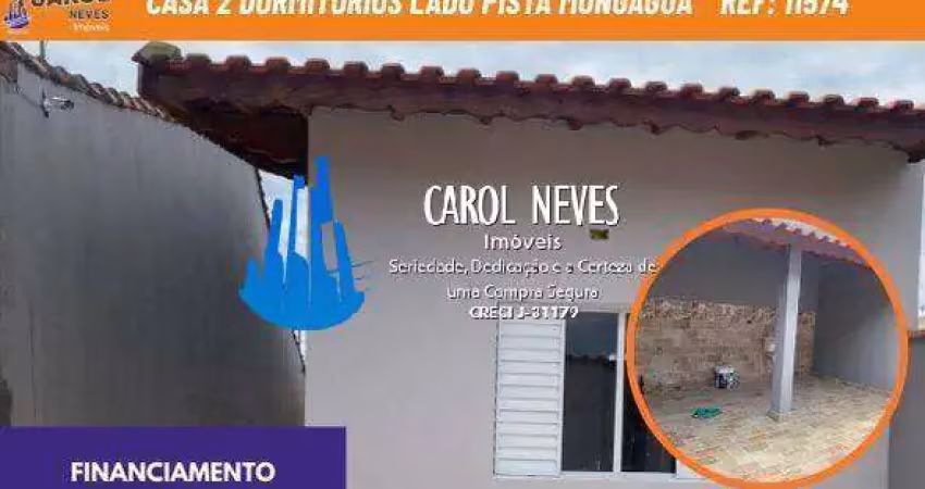 Casa 2 dormitorios lado pista financiamento bancario mongagua