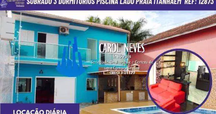 Sobrado 3 dormitorios piscina locacao temporada lado praia itanhaem