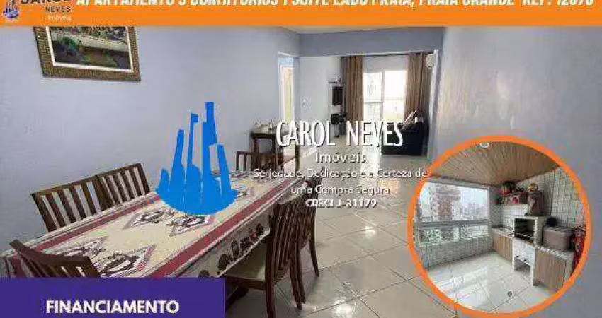 Apartamento 3 dormitorios 1 suite lado praia financiamento praia grande