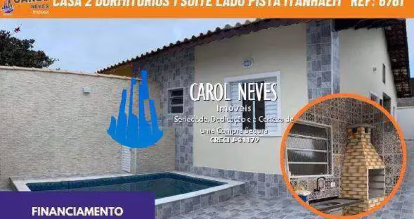 Casa nova 2 dormitórios suíte piscina lado pista financiamento mongaguá