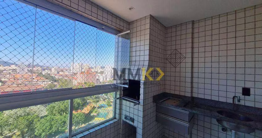 Apartamento com 3 dormitórios para alugar, 100 m² no aparecida - santos/sp
