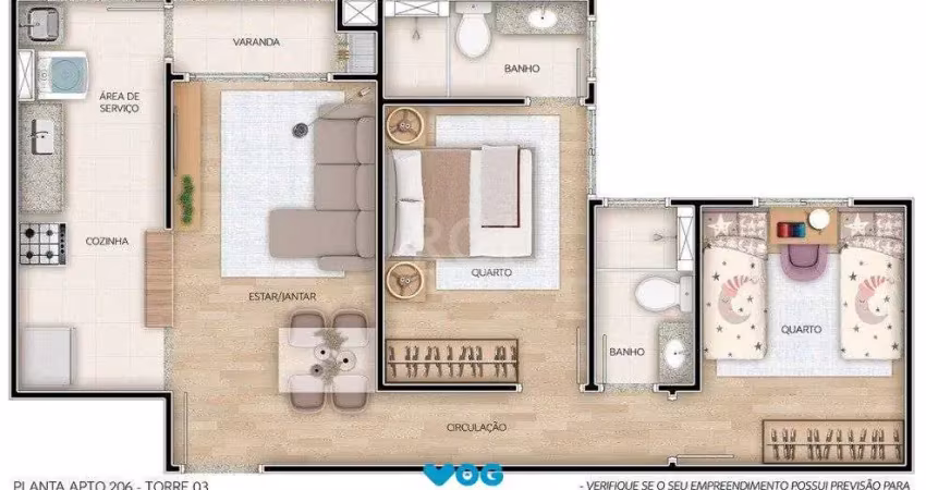Apartamento para venda - 56.77m², 2 dormitórios, sendo 1 suites, 1 vaga - camaqu