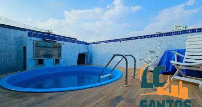Cobertura com 263m², suíte presidencial, piscina, churrasqueira. Reformada e porteira fechada - Boqueirão Santos.