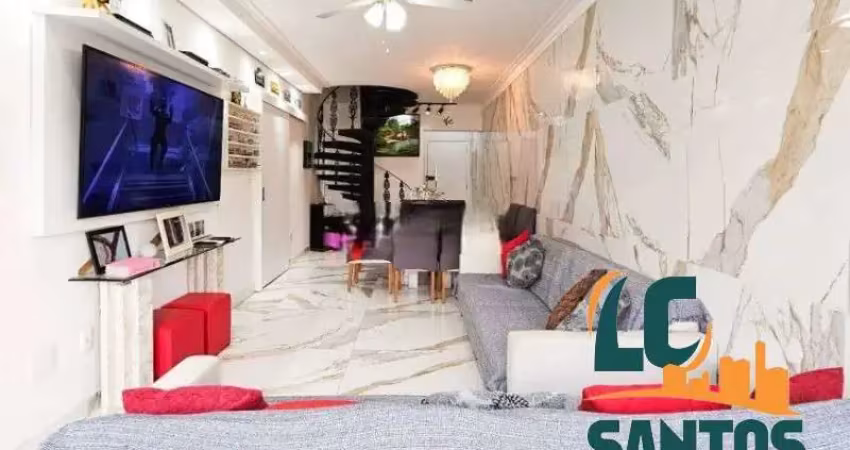 Cobertura com 263m², suíte presidencial, piscina, churrasqueira. reformada e porteira fechada - boqueirão santos.