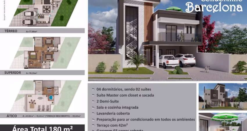 Triplex com terraço - Condomínio Fechado - 180m2