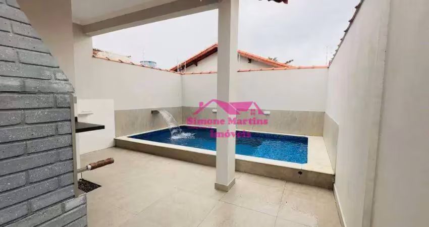 Casa nova com piscina lado praia com 03 dormitórios e piscina maravilhosa na praia de itanhaem