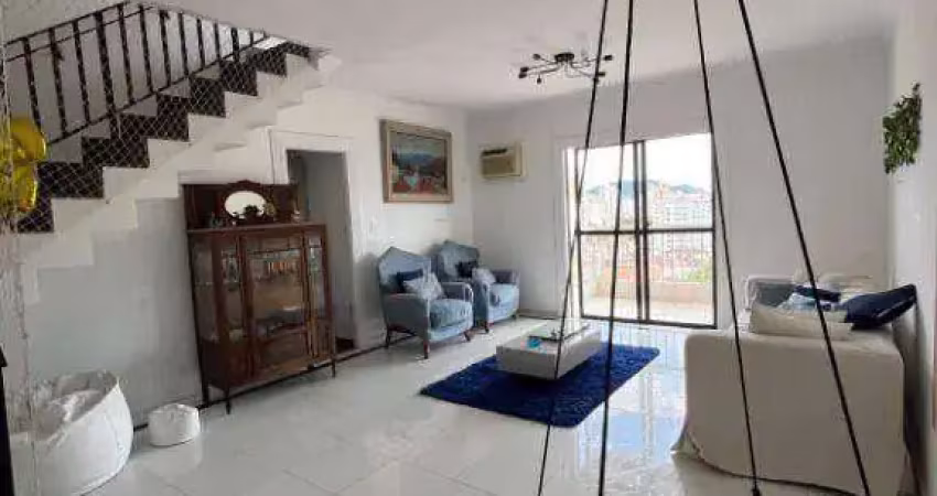 Cobertura duplex com 245m² | 5 dormitórios (2 suítes) | 2 vagas | piscina privativa à venda no bairro aparecida, santos/sp