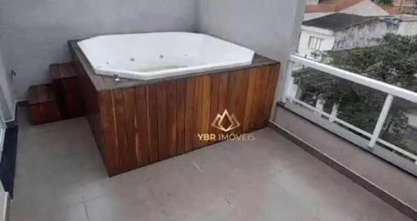 Cobertura com 3 dormitórios para alugar, 110 m² por r$ 4.400,00/mês - vila scarpelli - santo andré/sp