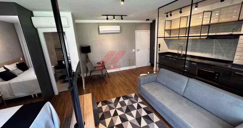 Apartamento para locação na Chácara Santo Antônio, São Paulo-SP: 1 quarto, 1 suíte, 1 sala, 2 banheiros, 2 vagas de garagem, 77m².