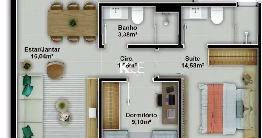 Apartamento com 2 quartos à venda na Rua Pascoal Simone, --, Coqueiros, Florianópolis