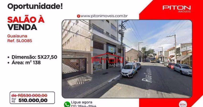 Salão à venda, 137 m² por r$ 510.000,00 - penha - são paulo/sp