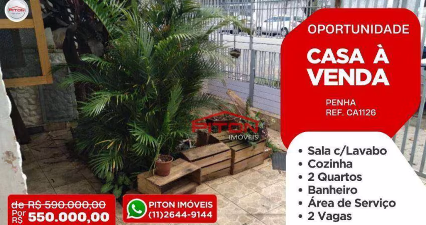 Casa com 2 dormitórios à venda, 137 m² por R$ 550.000,00 - Penha - São Paulo/SP