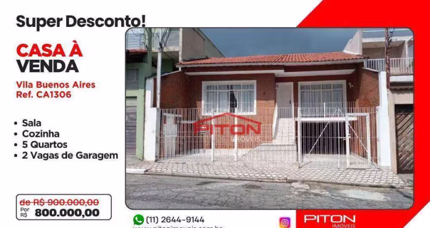 Casa com 5 dormitórios à venda, 200 m² por r$ 800.000,00 - vila buenos aires - são paulo/sp