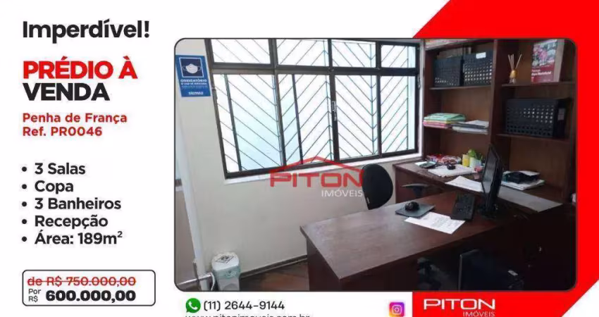 Prédio à venda, 189 m² por r$ 600.000,00 - penha - são paulo/sp