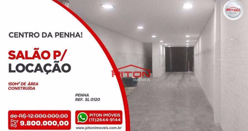 Salão para alugar, 150 m² por R$ 10.176,29/mês - Penha - São Paulo/SP