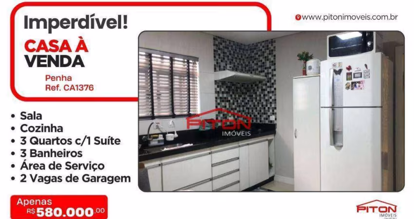 Casa com 3 dormitórios à venda, 110 m² por R$ 580.000,00 - Penha - São Paulo/SP