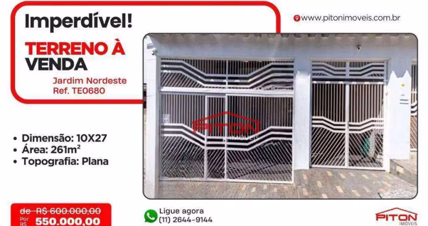 Terreno à venda na Rua Cláudio Ptolomeu, 525, Jardim Nordeste, São Paulo