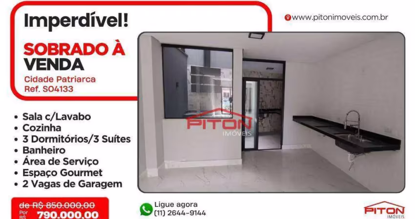 Casa com 3 quartos à venda na Rua Mazagão, 113, Cidade Patriarca, São Paulo