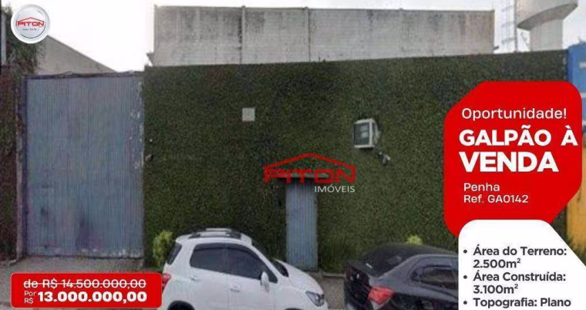Galpão à venda, 3100 m² por R$ 13.000.000,00 - Penha - São Paulo/SP