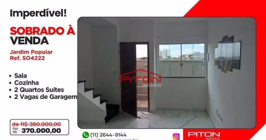 Sobrado com 2 dormitórios à venda, 72 m² por r$ 370.000,00 - jardim popular - são paulo/sp