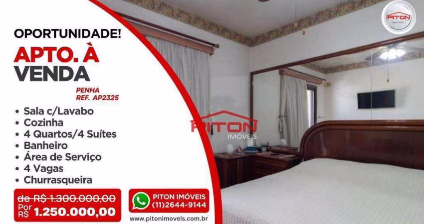 Apartamento com 4 dormitórios à venda, 235 m² por R$ 1.250.000,00 - Penha - São Paulo/SP