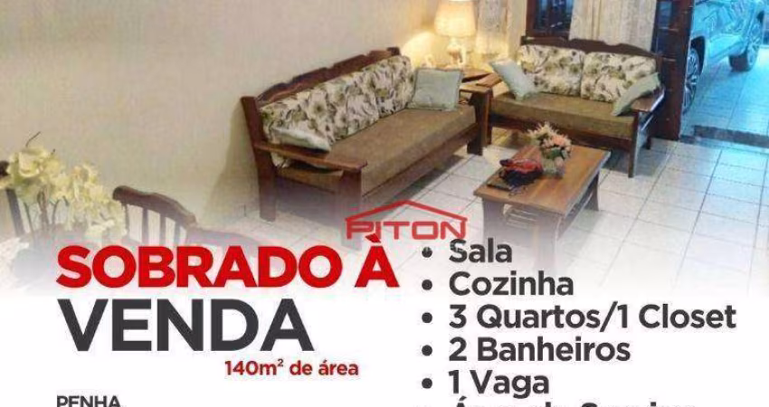 Sobrado com 3 dormitórios à venda, 140 m² por R$ 560.000,00 - Penha - São Paulo/SP