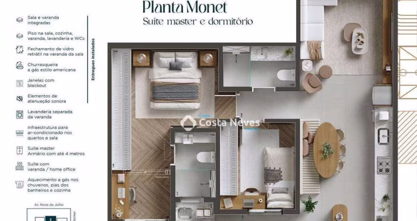 Apartamento com 2 dormitórios à venda, 75 m² por R$ 890.253 - Vila Adyana - São José dos Campos/SP