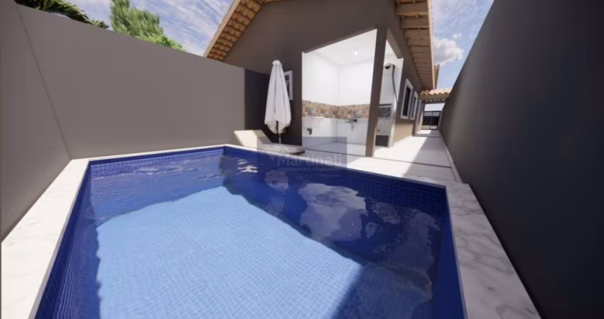 Casa à venda em Suarão, Itanhaém-SP: 2 quartos, 1 suíte, 2 salas, 1 vaga, 63,83m² de área. Confira!