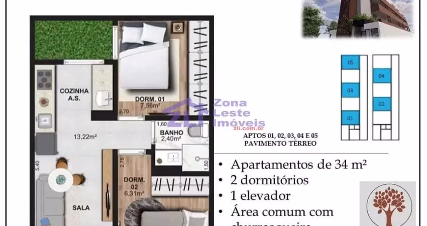 Apartamento à venda, 34 m² por r$ 250.000,00 - vila carrão - são paulo/sp