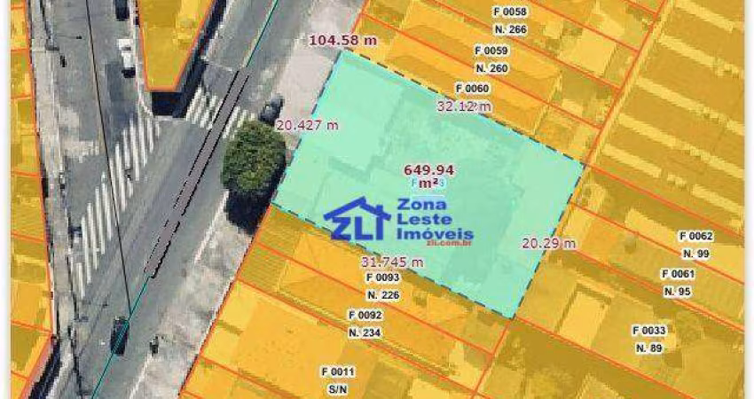 Terreno à venda, 650 m² por R$ 2.250.000,00 - Parque Boturussu - São Paulo/SP