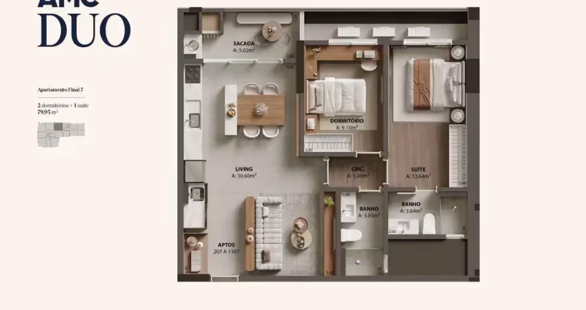 Apartamento para venda em são josé, campinas, 2 dormitórios, 1 suíte, 2 banheiros, 1 vaga