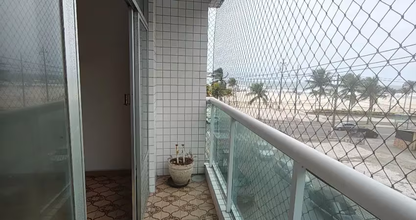 Apartamento espaçoso frente mar na guilhermina 2 dormitórios