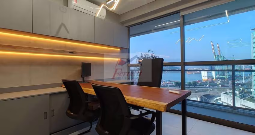 Sala comercial com 42,14m²  mobiliada , decorada  em Valongo, Santos/SP