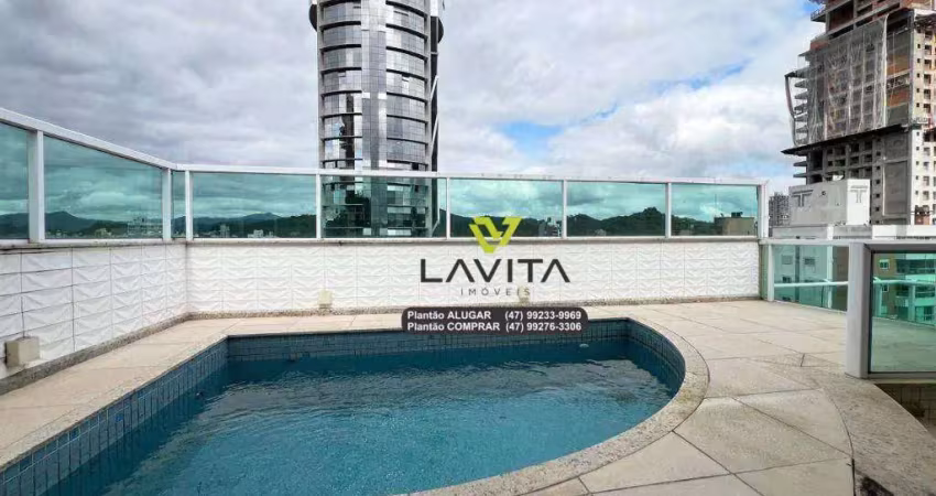 Cobertura duplex com 4 dormitórios, 301 m² - venda por r$ 3.390.000 ou aluguel por r$ 10.000/mês - ponta aguda - blumenau/sc