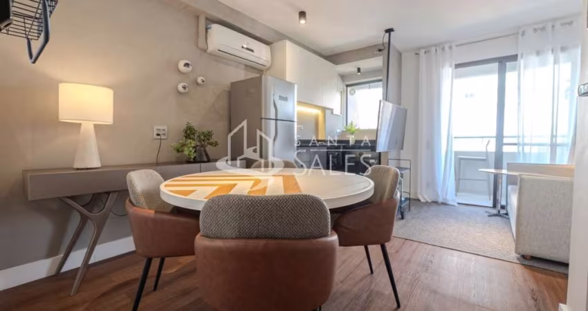 Apartamento para locação no Jardim Paulista: 1 quarto, 1 sala, 1 banheiro, 1 vaga de garagem, 40m² de área em SP
