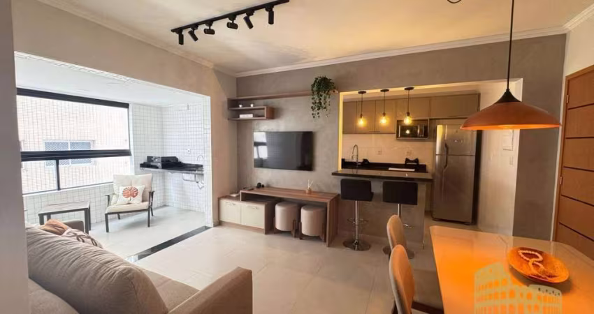 Apartamento com 2 dormitórios para alugar, 74 m² por R$ 5.500,00/mês - Canto do Forte - Praia Grande/SP