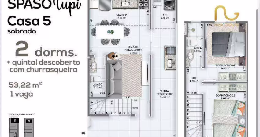 Sobrado com 2 dormitórios à venda, 53 m² por r$ 353.000,00 - tupi - praia grande/sp