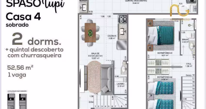 Sobrado com 2 dormitórios à venda, 52 m² por r$ 342.000,00 - tupi - praia grande/sp