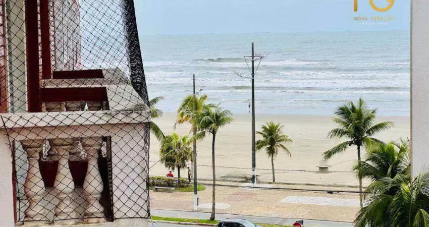 Apartamento vista mar e beira mar com 1 dormitório à venda, 62 m² por r$ 290.000 - vila assunção - praia grande/sp
