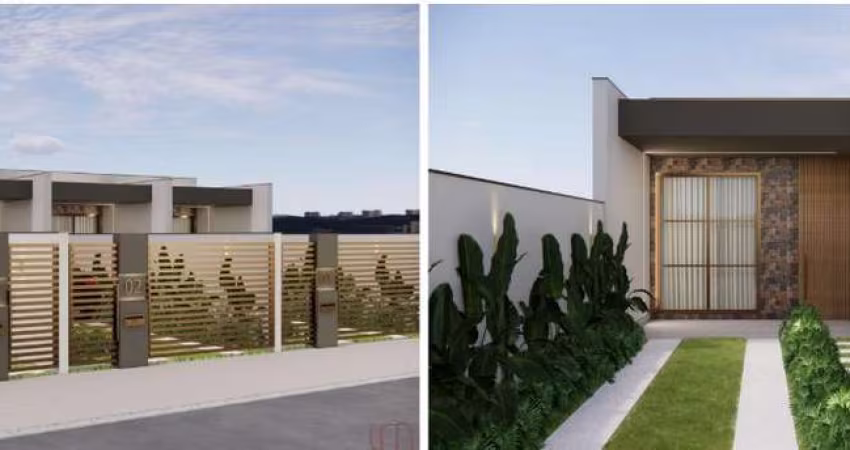 Geminado planta baixa com 3 quartos, possui 73m² e  2 vagas de garagem.