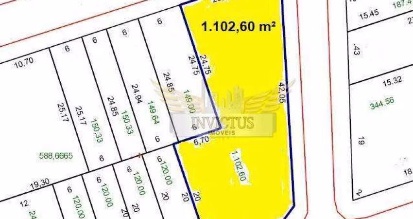 Terreno de Esquina Residencial para Comprar, 1.102m² - Vila América, Santo André/SP.