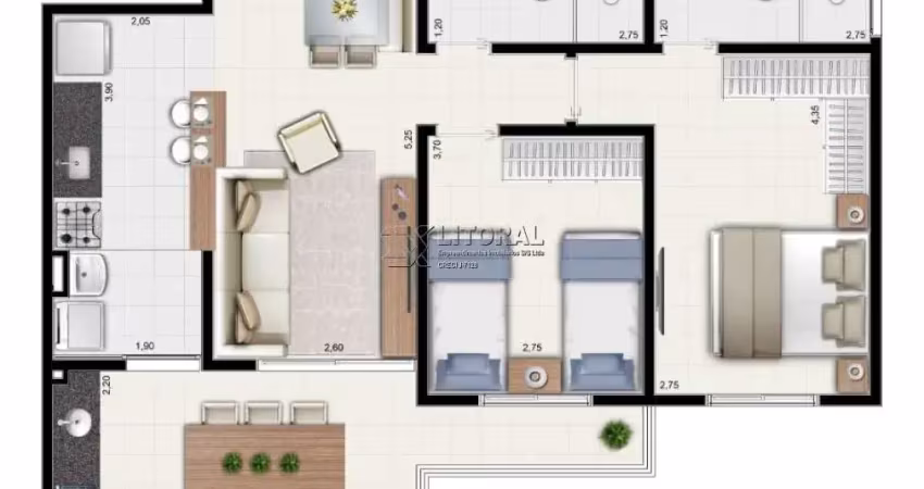 Apartamento com 2 quartos à venda no Jardim Astúrias, Guarujá 