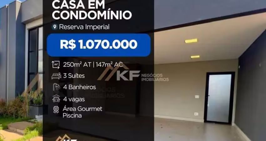 Casa em condomínio em reserva imperial, ribeirão preto/sp
