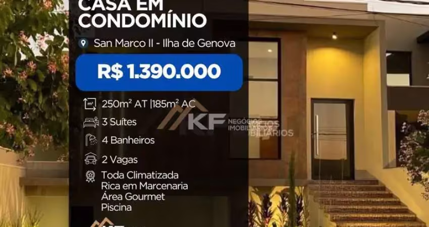 Casa em condomínio  à venda residencial san marco ii - ilha gênova- ribeirão preto/sp
