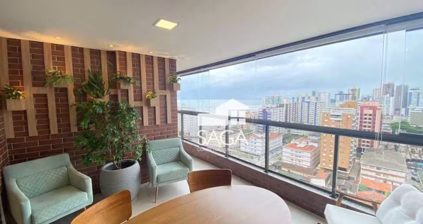 Apartamento 3 suítes, mobiliado e com vista mar na guilhermina