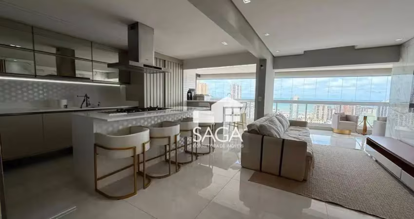Apartamento mobiliado com 3 dormitórios à venda, 151 m² por r$ 1.850.000 - vila guilhermina - praia grande/sp