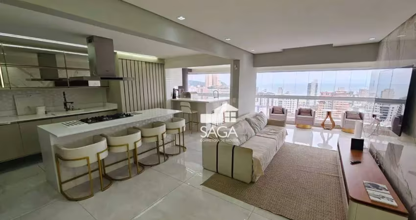 Apartamento mobiliado com 3 dormitórios à venda, 151 m² por r$ 1.850.000 - vila guilhermina - praia grande/sp