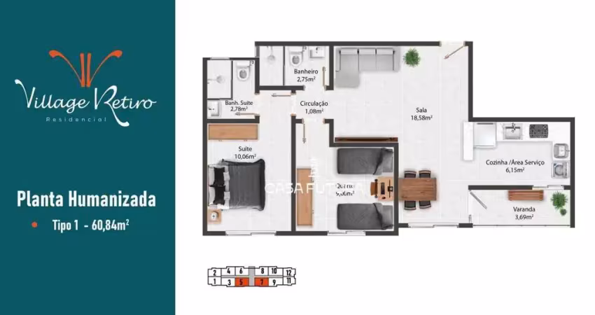 Apartamento com 2 dormitórios à venda, 60 m² por R$ 290.900 - Retiro - Volta Redonda/RJ