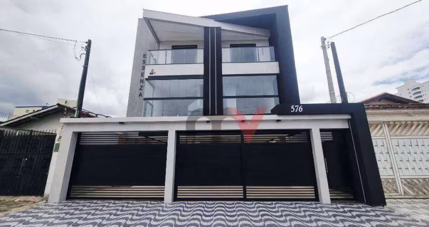 Sobrado novo em condomínio com 2 dormitórios à venda, 57 m² por r$ 385.000 - vila assunção - praia grande/sp